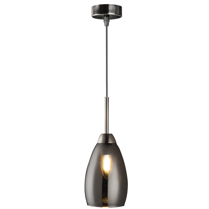1 Light Gun Metal & Smoke Glass Pendant