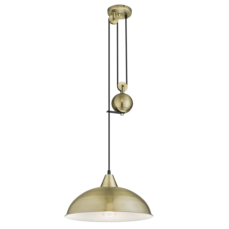 Colchester Antique Brass Pulley Pendant Light