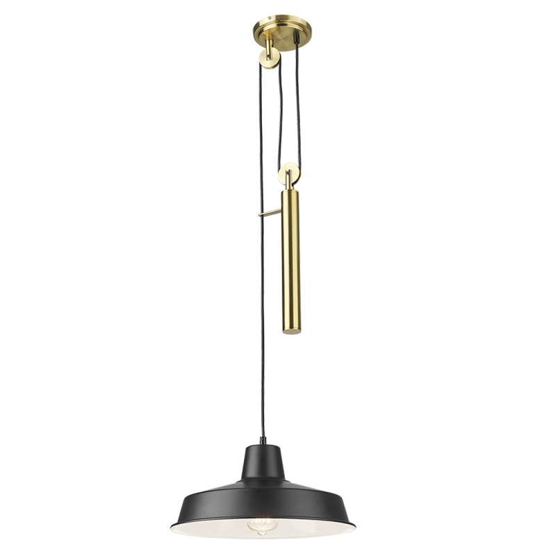 Coleford Black & Brass Pulley Pendant Light