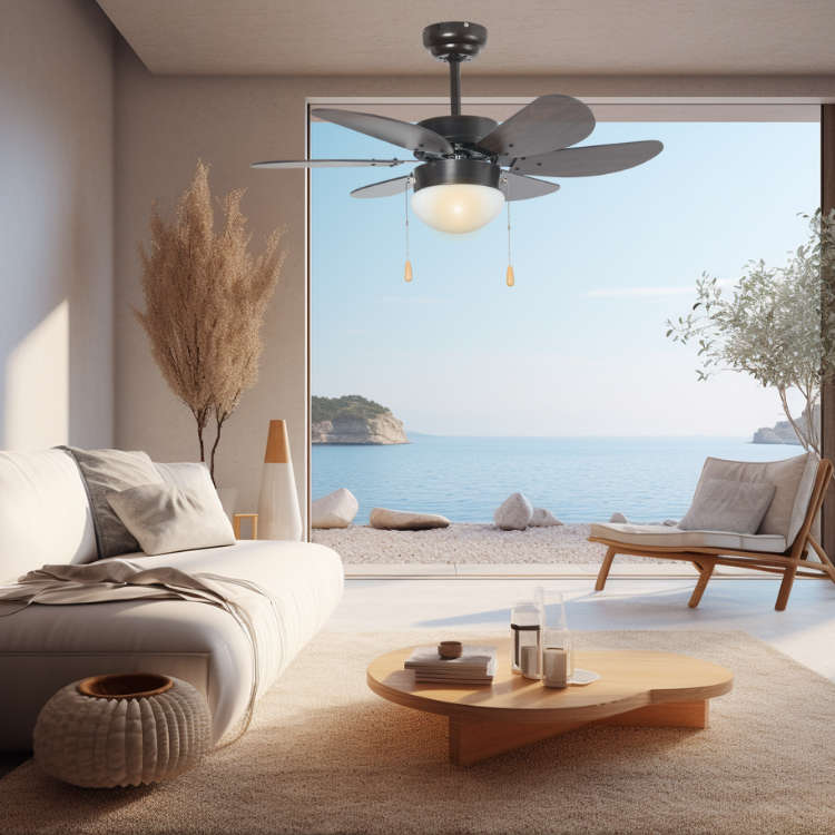 6 Blade Black Ceiling Fan