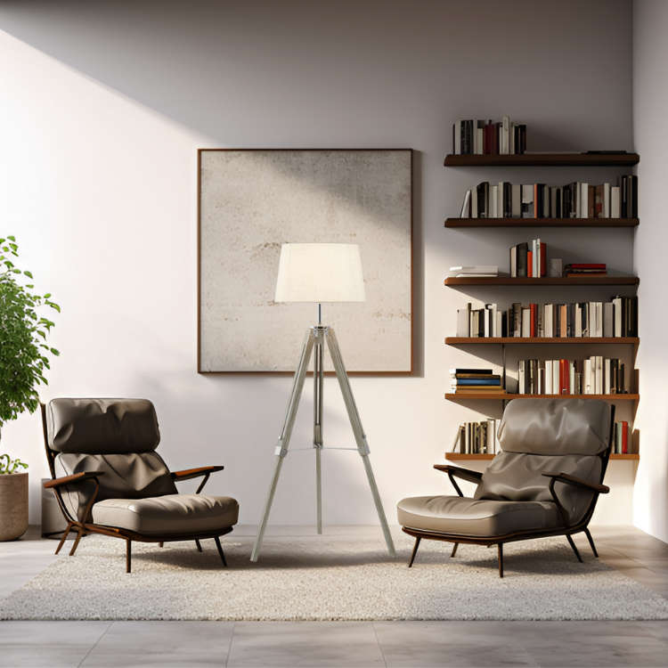 Arabella Wood & Chrome Floor Lamp