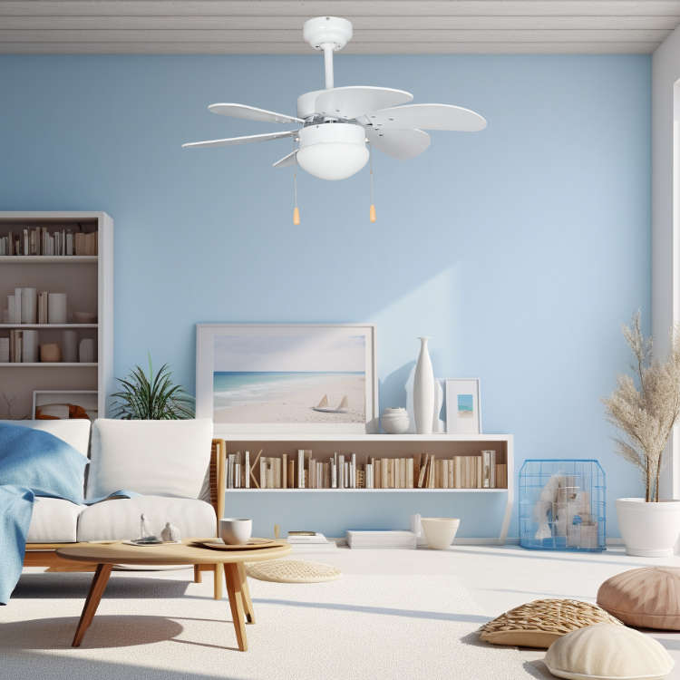 6 Blade White Ceiling Fan