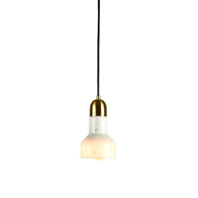 Retro Y White Marble & Gold Pendant (Spazio)