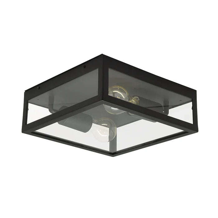 Rubik Black Ceiling Light Stainless Steel Tempered Glass