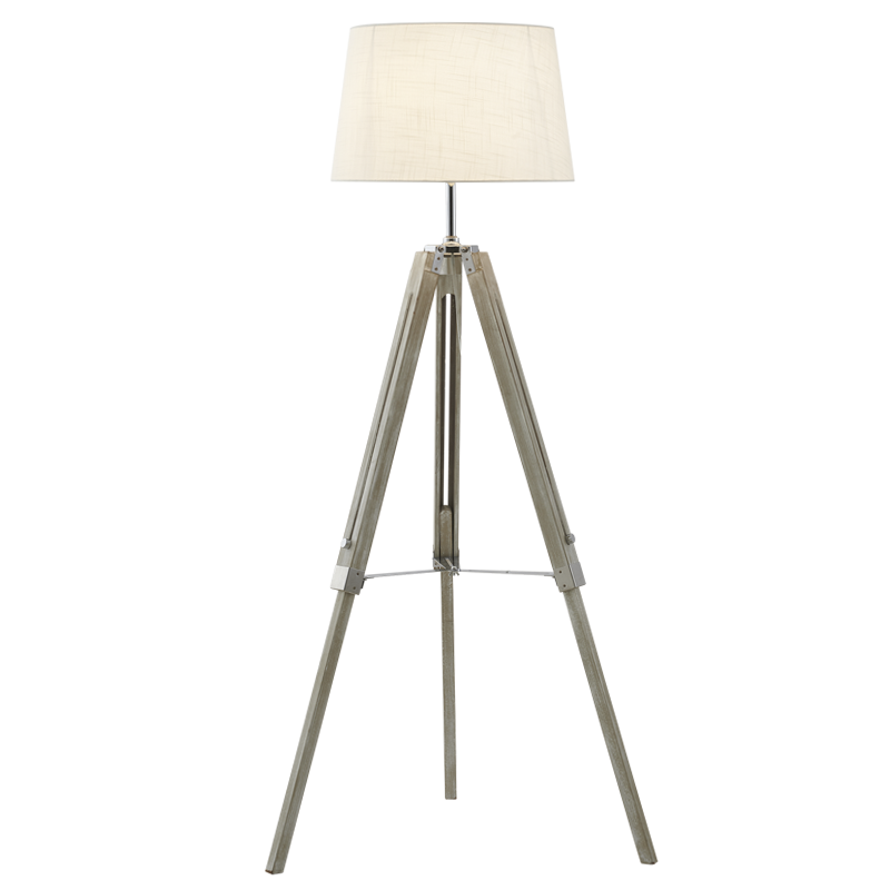Arabella Wood & Chrome Floor Lamp