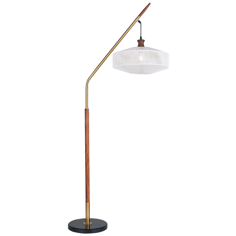 Thurman Gold, Wood and Hemp Floor Lamp