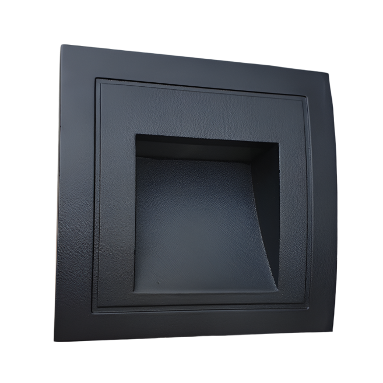 Black LED Recessed Step Light - IP54 Warm White