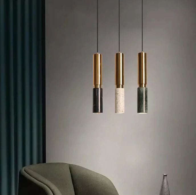Swag Green/Gold Marble Pendant Light