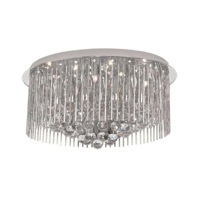Polished Chrome, Glass & Crystal Ceiling Fitting