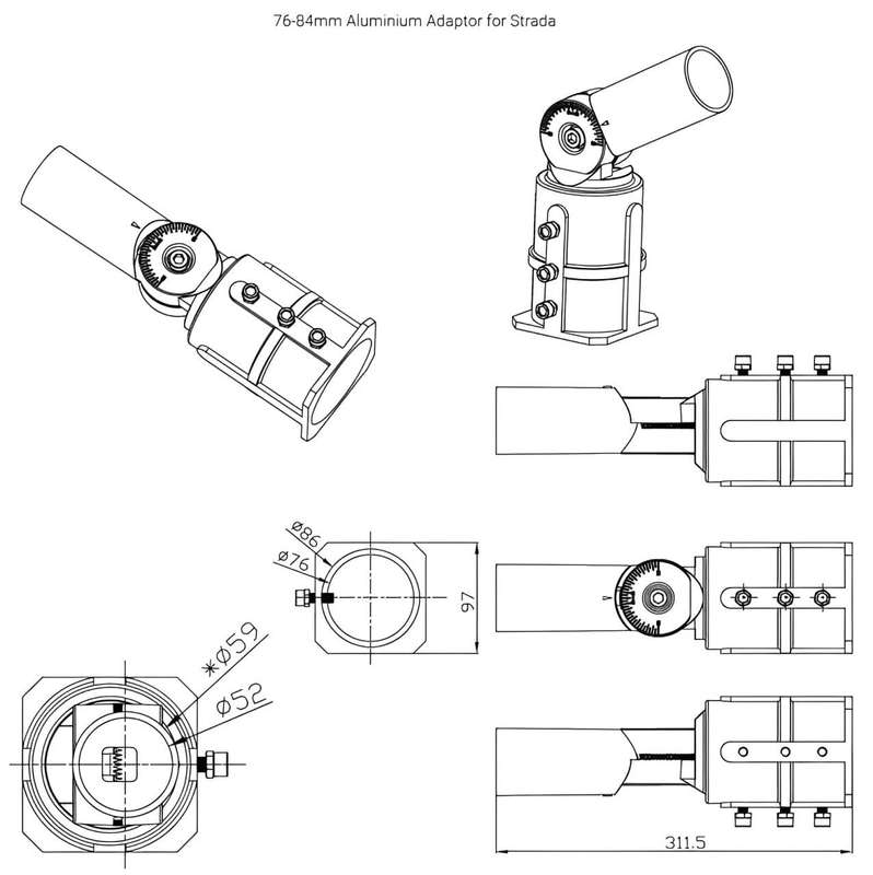 Strada LED Street Light Adjustable Pole Adaptor