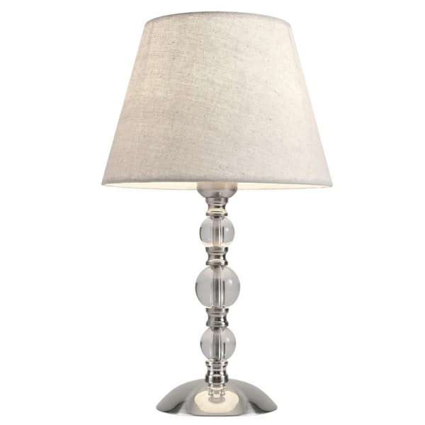 Myrna Satin Chrome Table Lamp with Hessian Shade