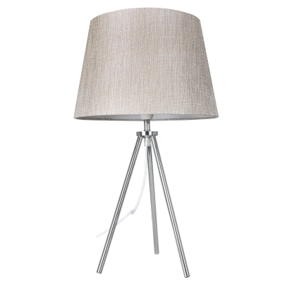Polished Chrome Table Lamp with Champagne Fabric Shade