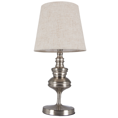 Satin Metal Desk Lamp - Hessian Shade