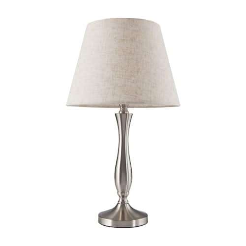 Satin Chrome, Hessian Shade Table Lamp