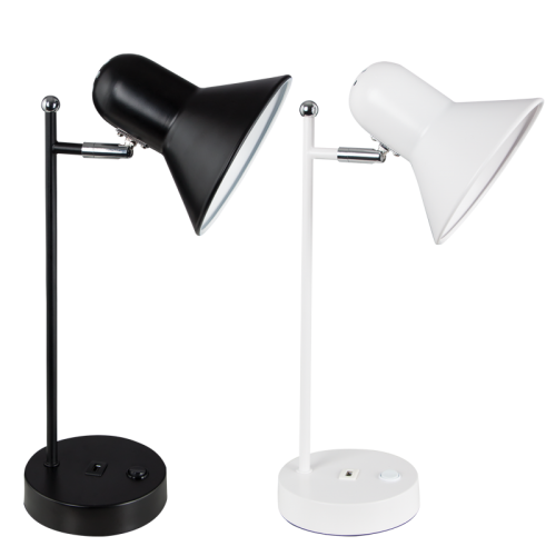 Black or White Desk Lamp with USB Charger