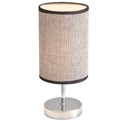 Polished Chrome Table Lamp with Dark Brown Fabric Shade