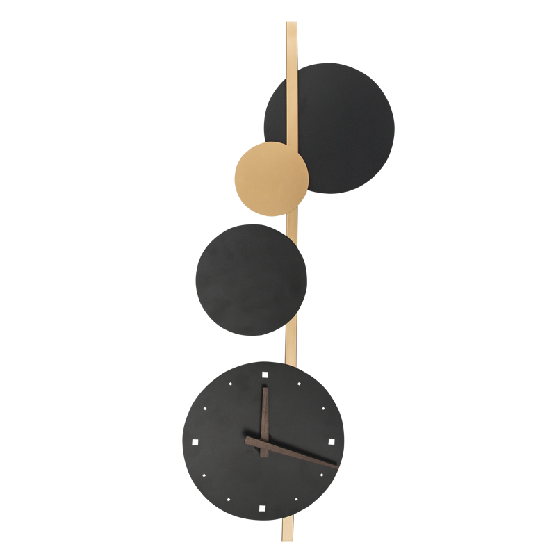 Black & Gold Wall Light with Clock