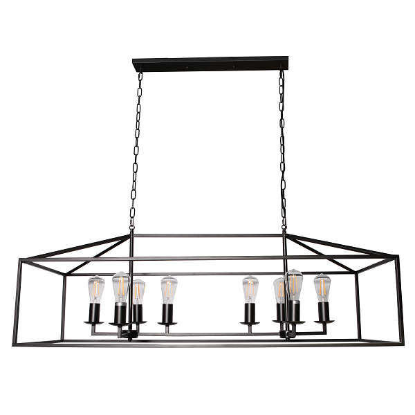 Delport 8 Light Rectangular Ranch Iron Pendant