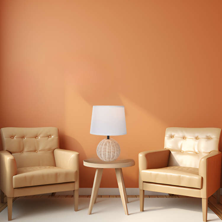Ammeline Rattan & White Table Lamp