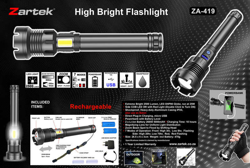 High Bright LED Flash Light - 2500 Lumens