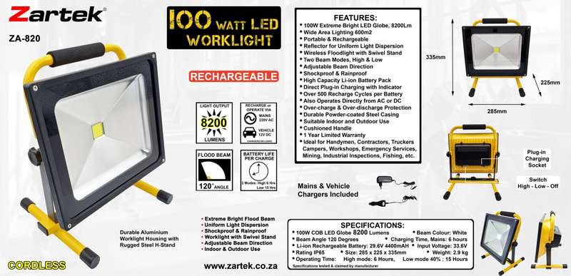 100W Rechargeable Portable Worklight