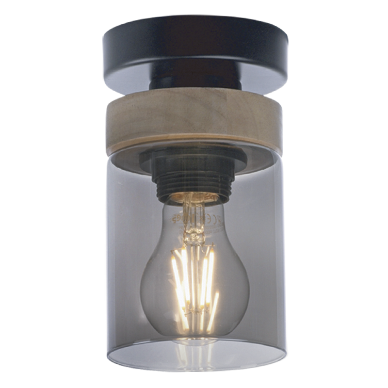 Wood Smoke Glass Ceiling Fitting LED