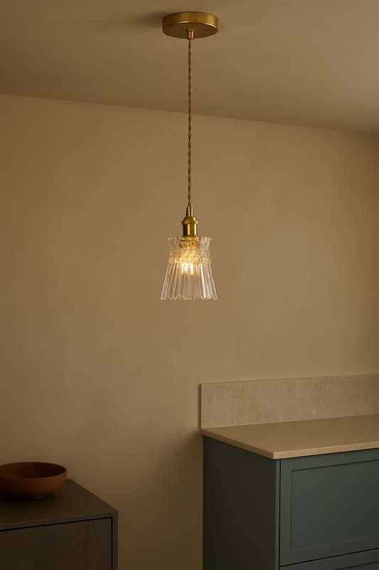 Bloom Satin Gold Cut Glass Pendant Light