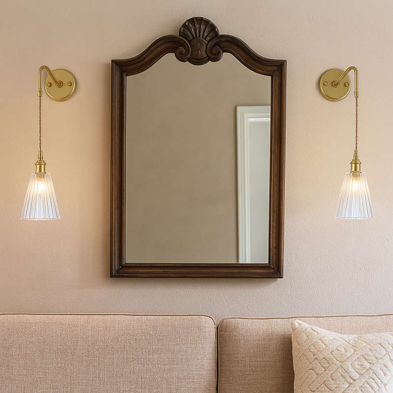 Vintage Glass Gold Wall Light