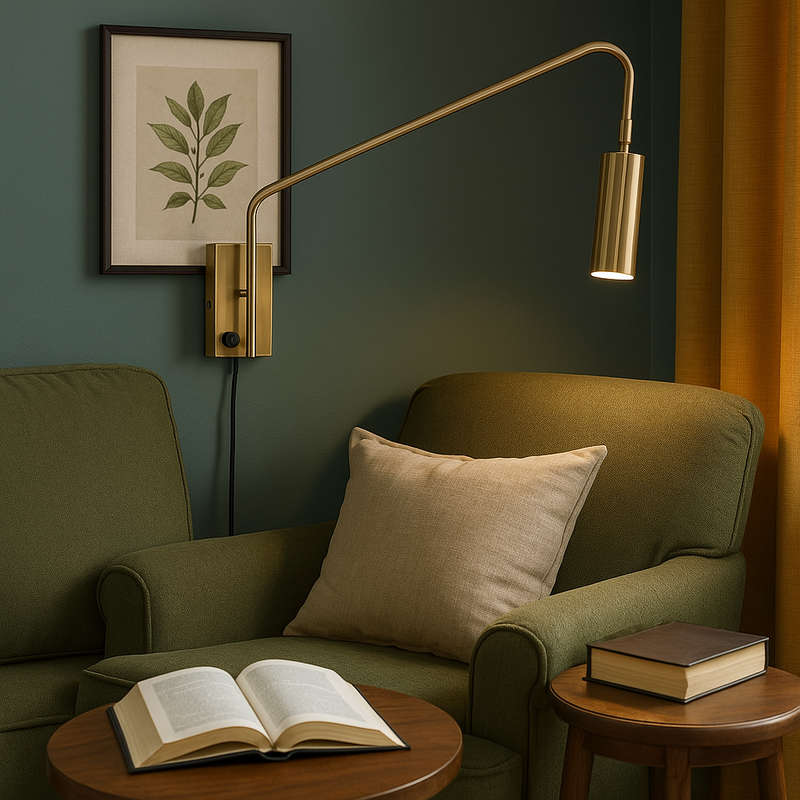 5W Satin Brass Corded LED Reading Light