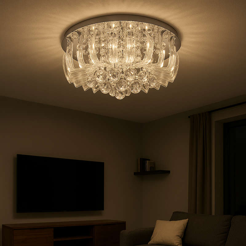 Chrome LED Ceiling Fitting with Glass Crystals