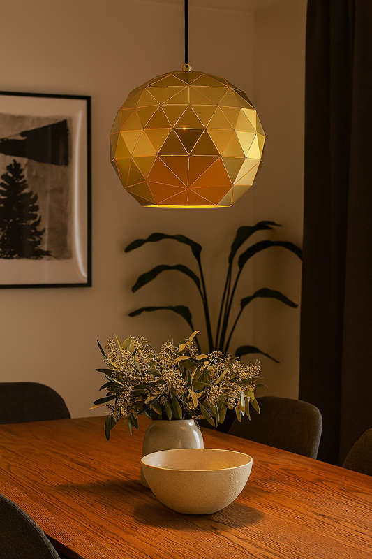Gold Laser Cut Pendant Light Large