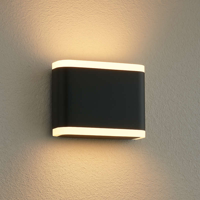 Warm White Matt Black LED Wall Light Up and Down Facing