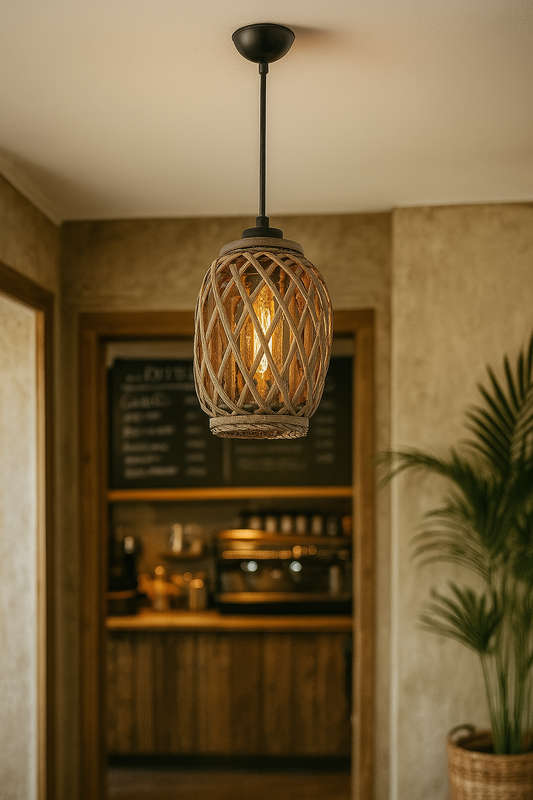 Metal and Rattan Pendant 641
