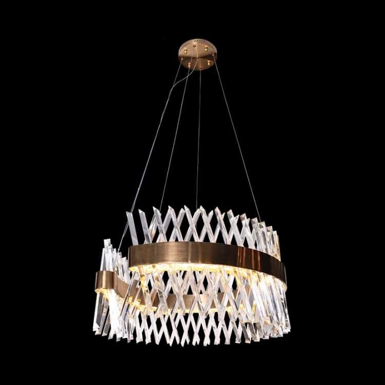 Round Gold & Crystal Chandelier