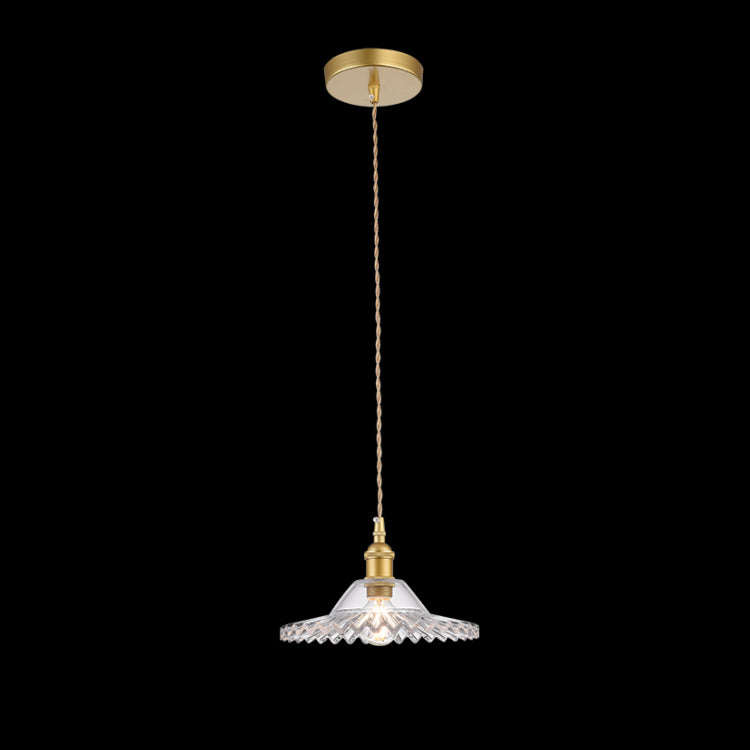 Vintage Satin Gold Cut Glass Pendant Light