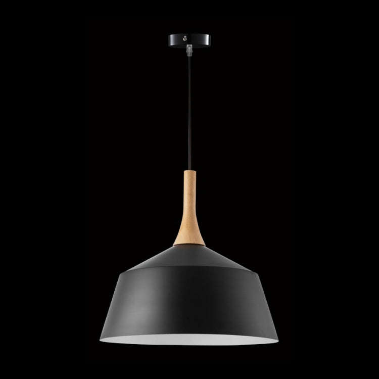 Medium Black and Wood Pendant Light Modern IP20