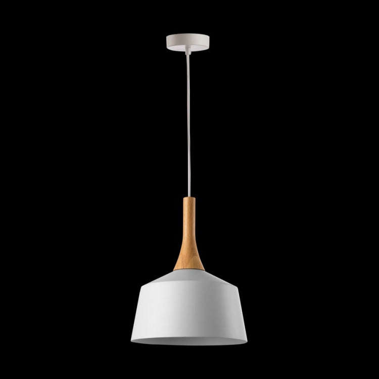 Small Metal and Wood White Pendant Light