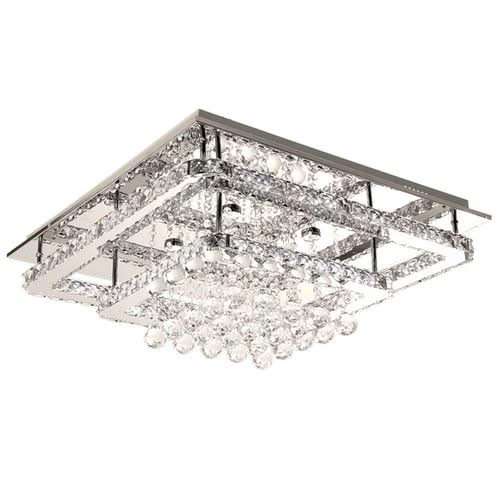 Square Chrome & Crystal LED Ceiling Fitting