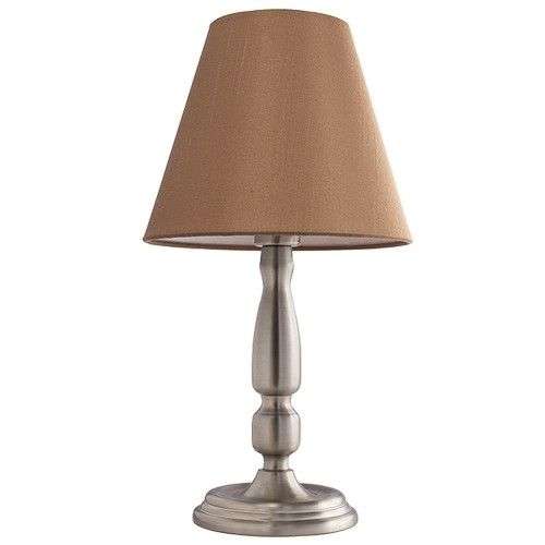 Satin Chrome Table Lamp with Beige Fabric Shade