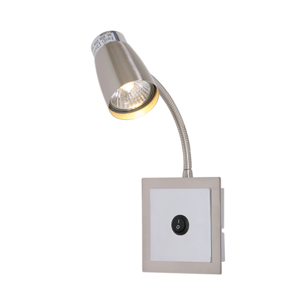 LED Satin and Polished Chrome Wall Light with Switch and Flexible Arm