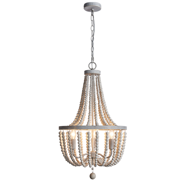 Mari White Washed Beaded Chandelier