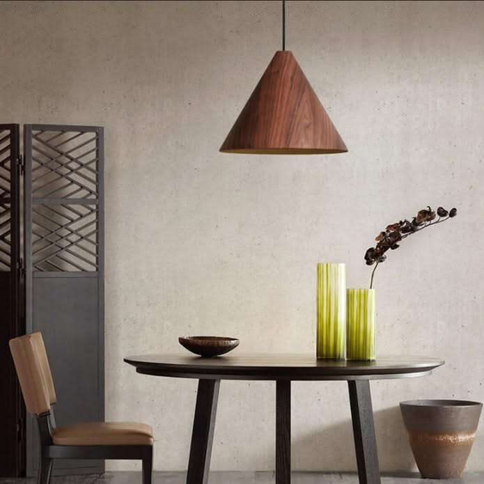 Conica Walnut Wood Veneer Pendant (Spazio)