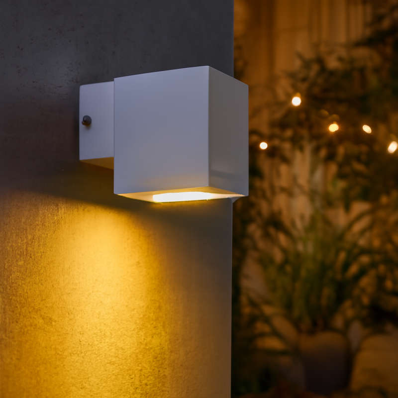 Kube White Outdoor Wall Light
