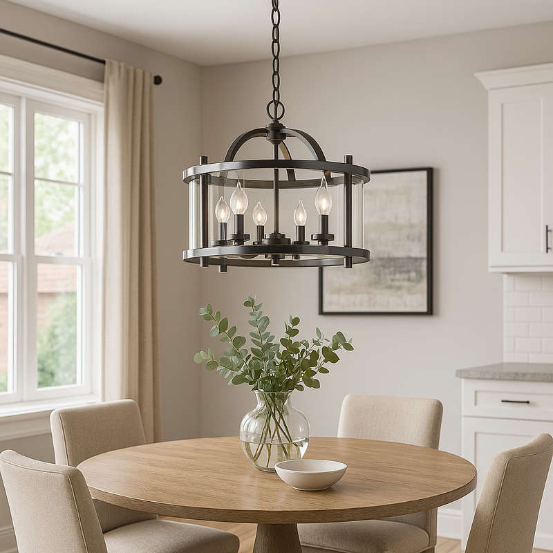 Chrome Drum Pendant Light