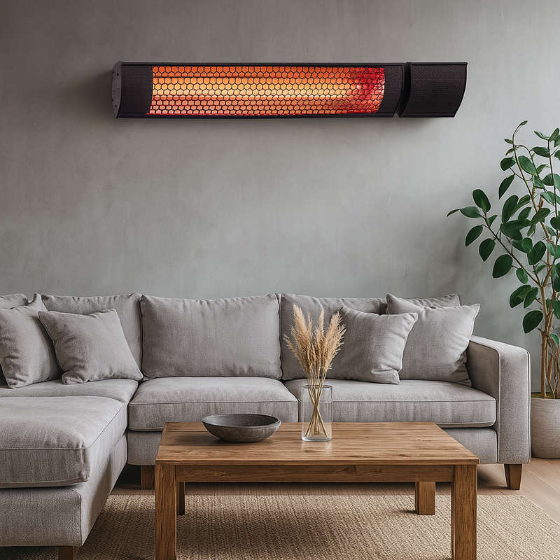 Black 2000W Halogen IR Heater - IP65