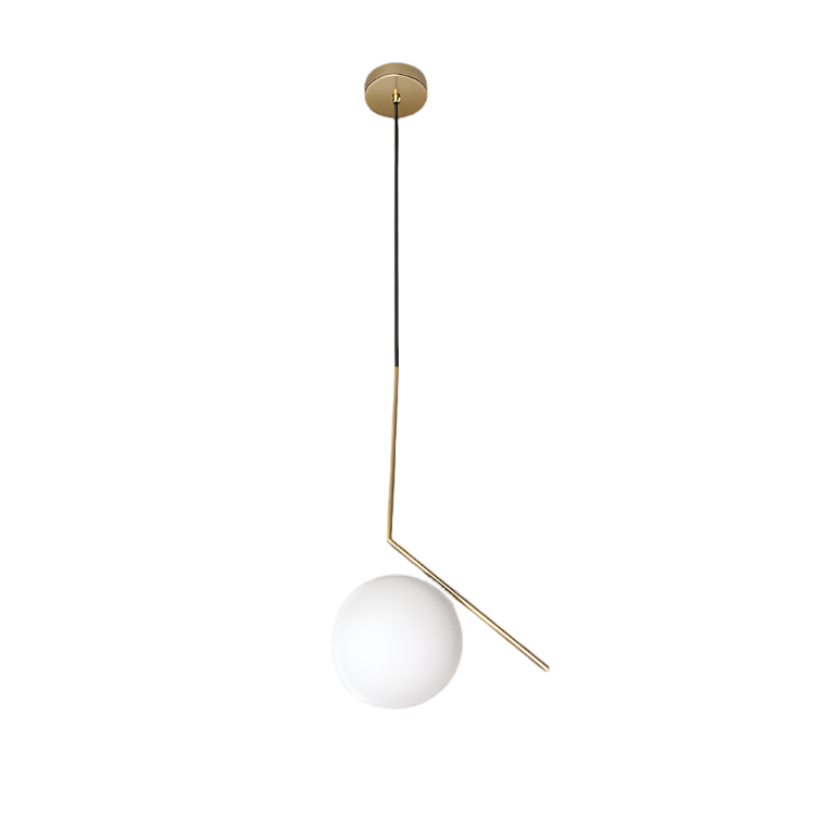 Pendant Light - Satin Gold with Opal White Glass