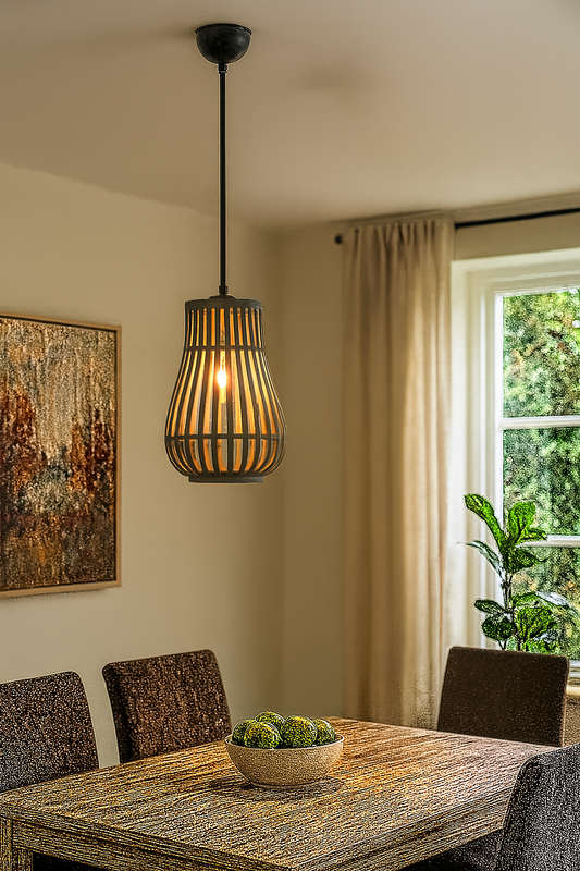 Metal and Rattan Pendant 230mm