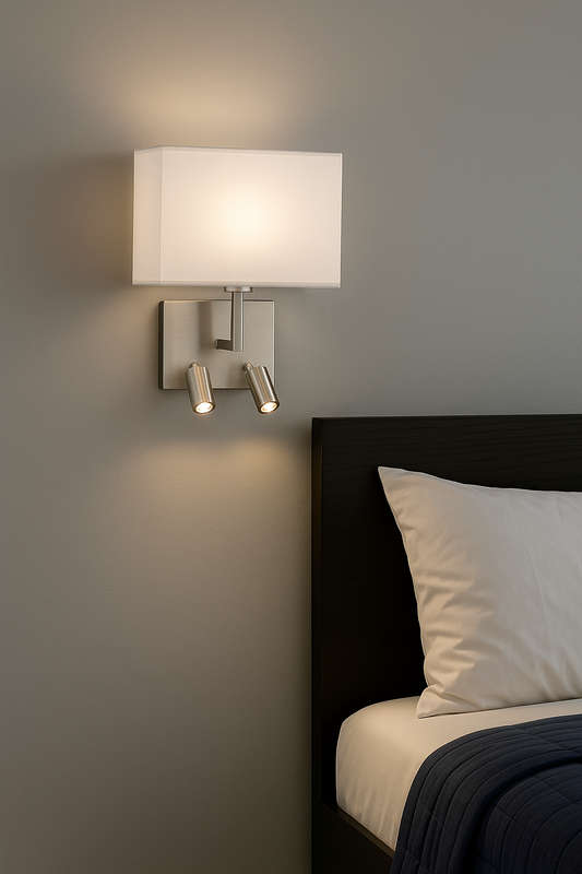 Mata Satin Chrome Bedside Wall and Reading Light