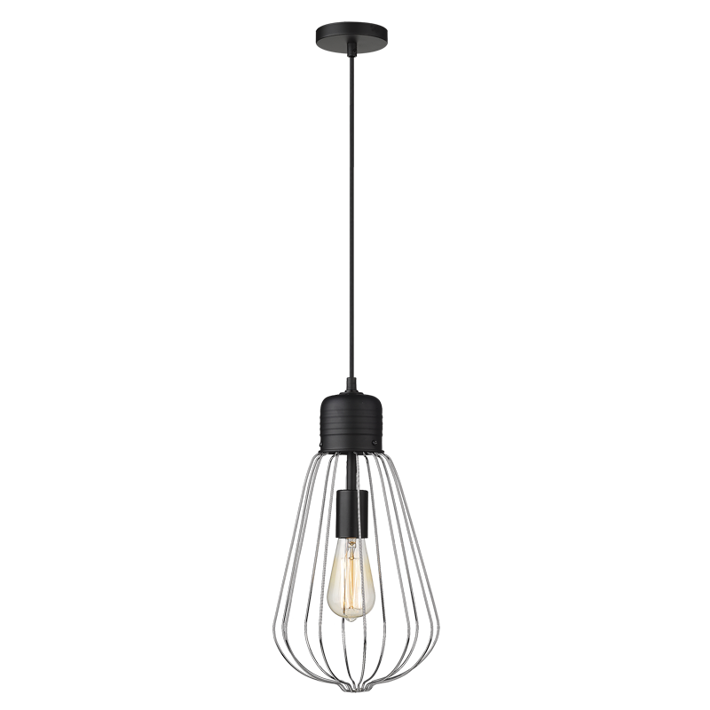 Amaya Black Metal Pendant Light - Modern Chrome Frame