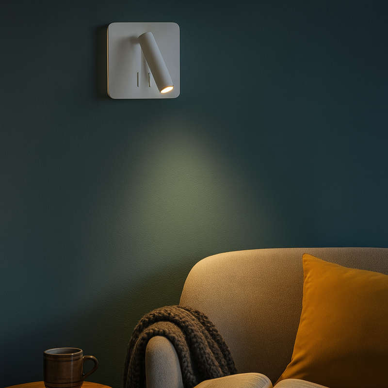 Matt White LED Wall Light - Bedside Reading